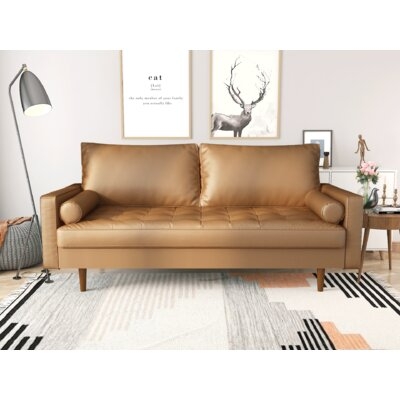 Lipinski 70" Wide Faux Leather Square Arm Sofa - Image 0