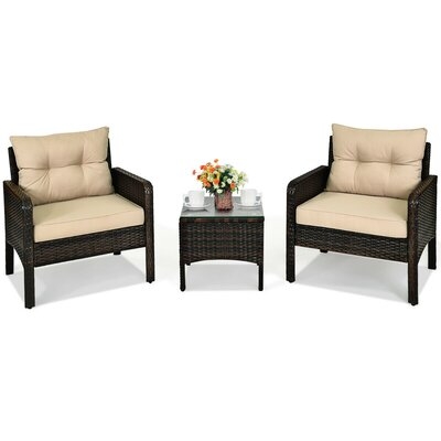 April-Louise 3 Piece Rattan Seating Group with Cushions - Image 0