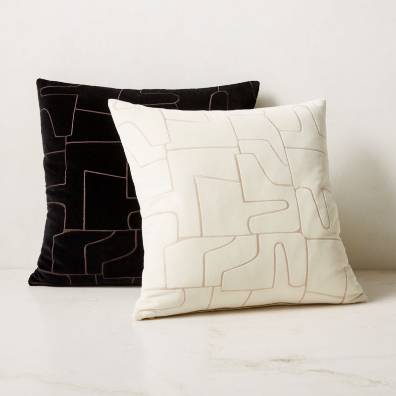 Arabella Black Velvet Throw Pillow with Feather-Down Insert 23"x23" - Image 3