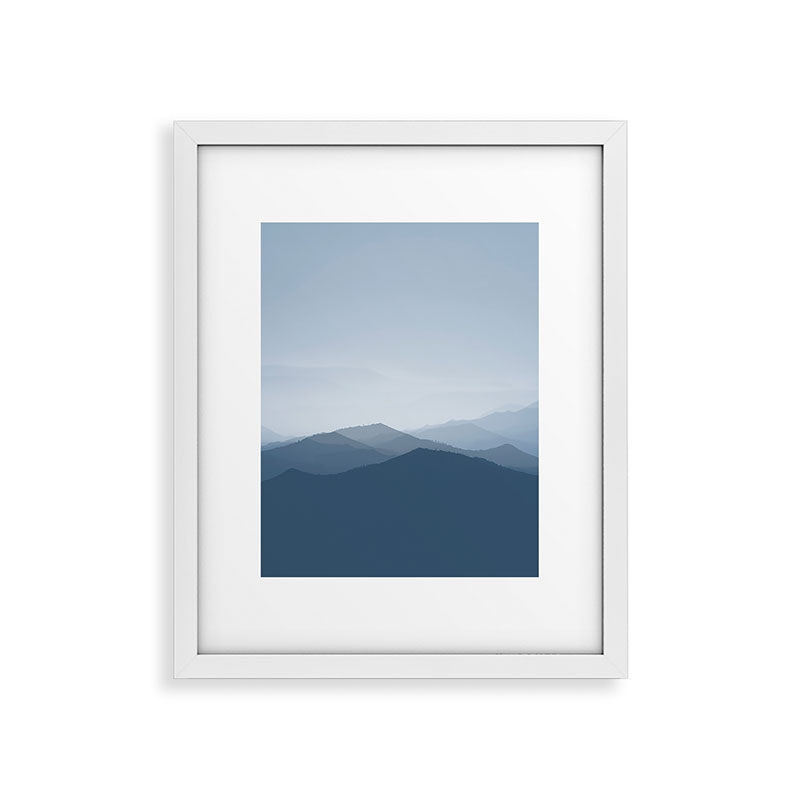 Hazy Morning Blues by Ingrid Beddoes - Framed Art Print Modern White 24" x 36" - Image 0