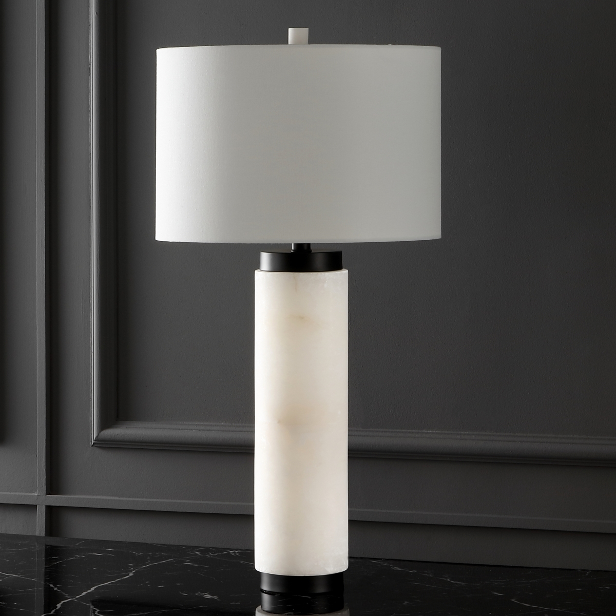 Sydni Alabaster Pillar Table Lamp - White - Safavieh - Image 1