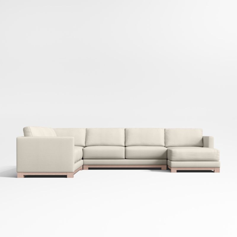Gather Wood Base 4-Piece L-Shaped Sectional Sofa with Chaise Lounge - Image 1