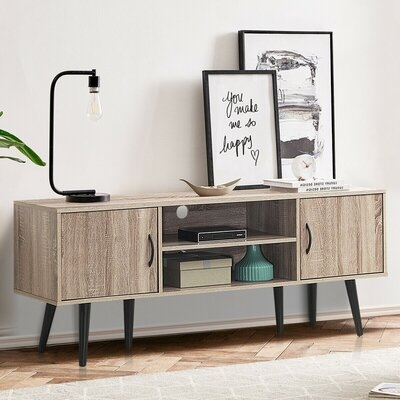 TV Stand With 2 Storage Cabinets And 2 Open Shelves - Image 0