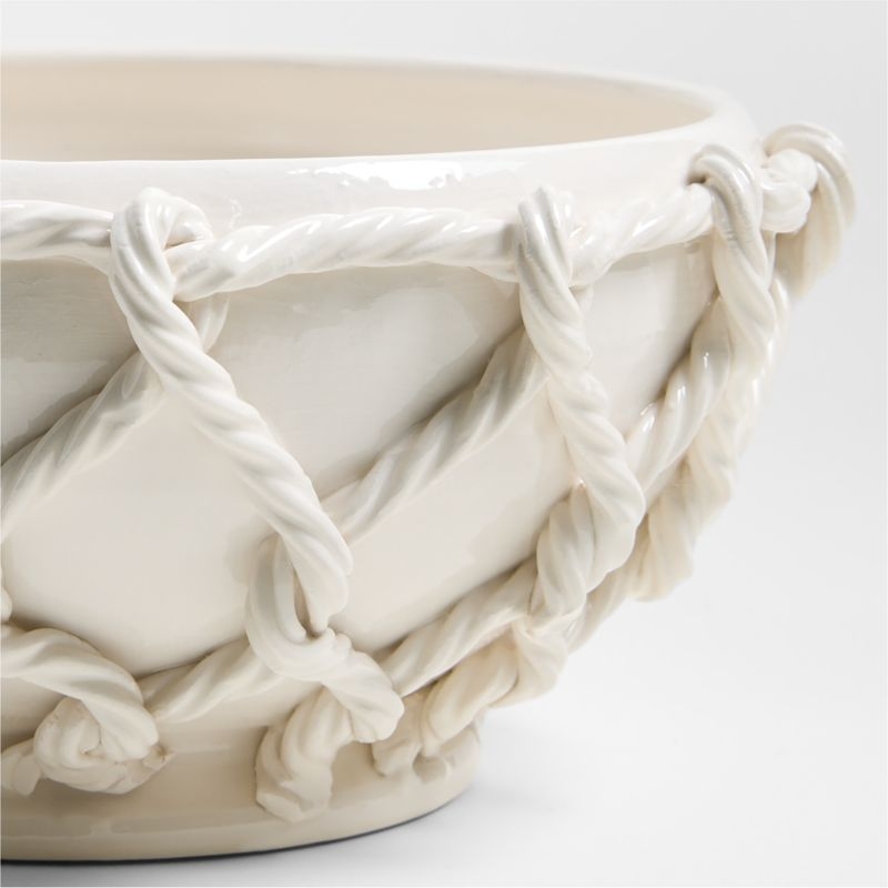 Corda White Ceramic Rope Centerpiece Bowl 14" - Image 3