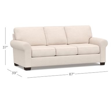 Buchanan Roll Arm Upholstered Sleeper Sofa, Polyester Wrapped Cushions, Performance Heathered Basketweave Alabaster White - Image 4