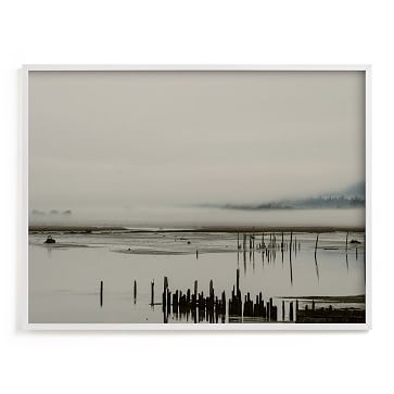 Minted Fog At The Beach, 24X18, Full Bleed Framed Print, Black Wood Frame - Image 1