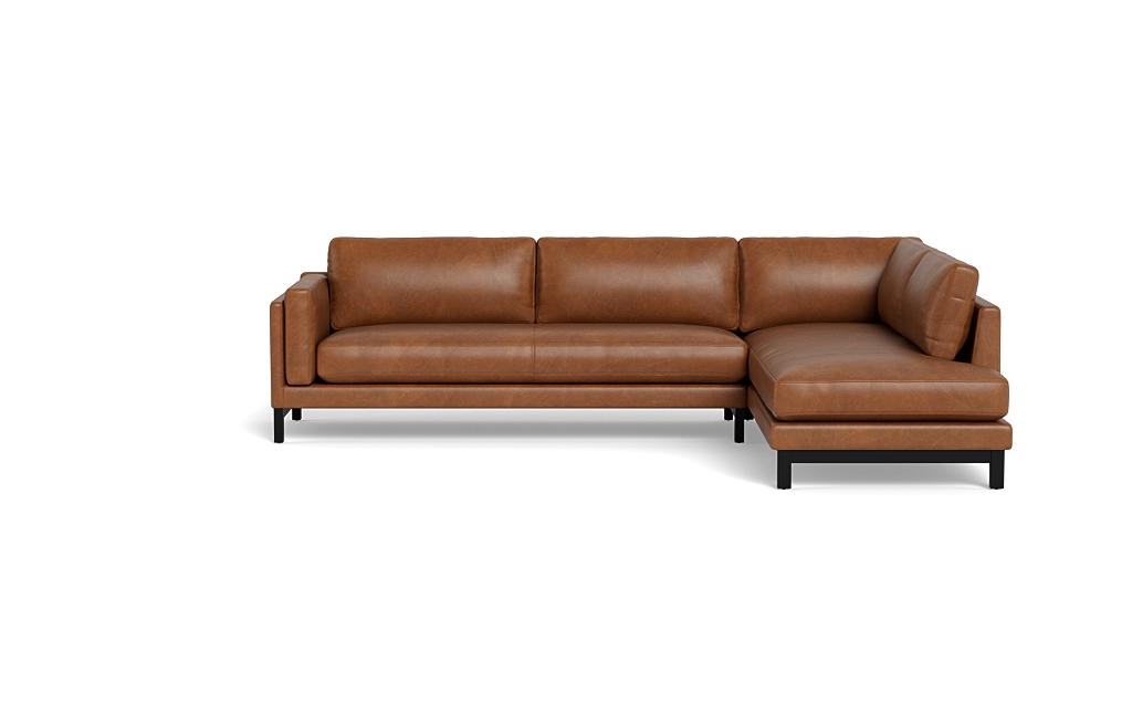 Gaby Leather 3-Seat Sectional with Right Bumper - Image 0