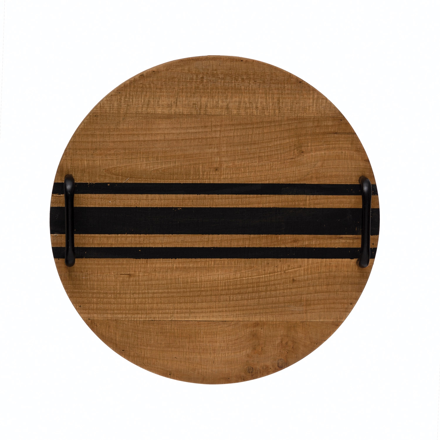 Decorative Wood Tray with Black Lines and Handles - Image 0