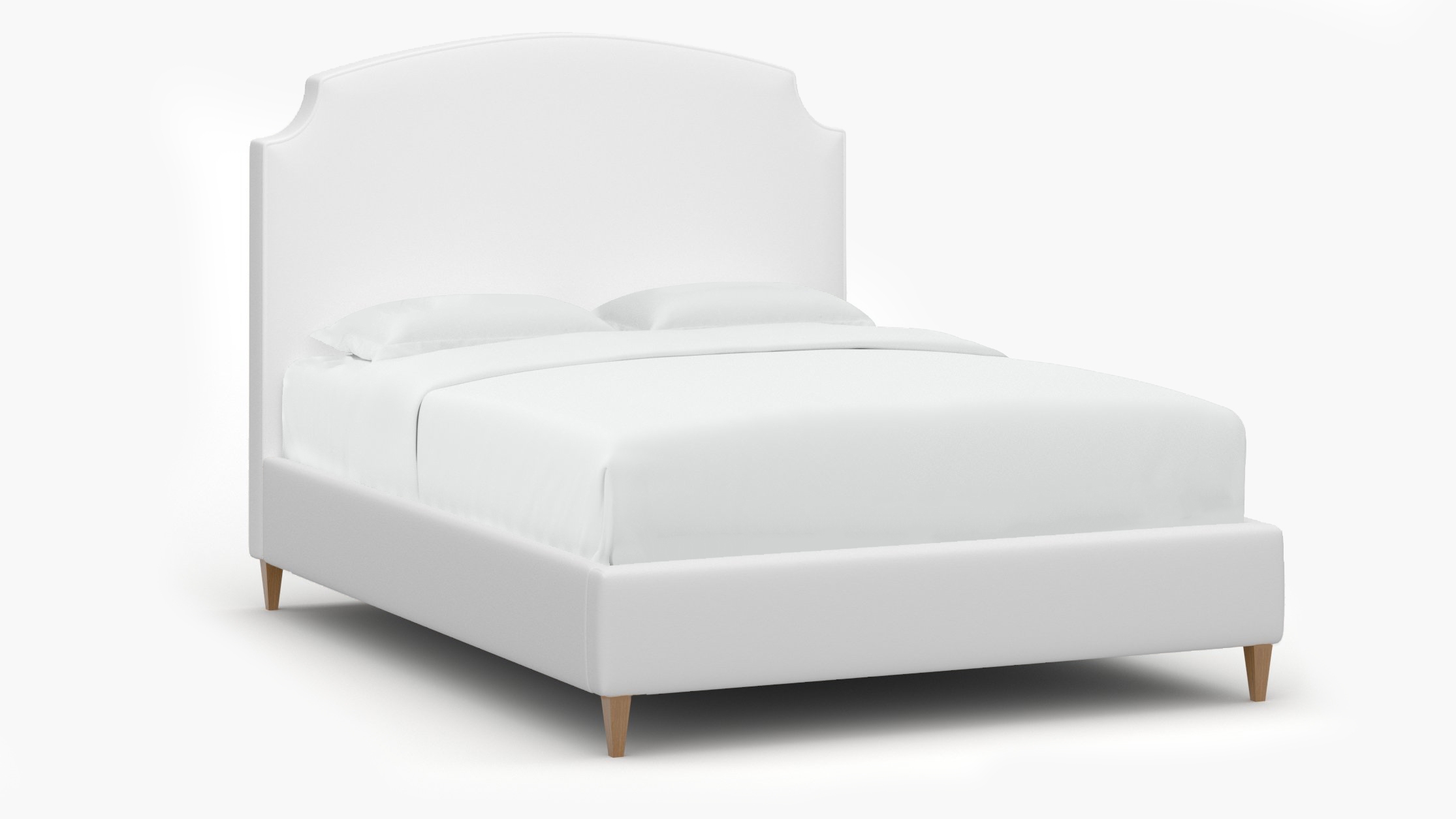 Cove Bed, White Twill, Natural Square Tapered Leg, Twin - Image 1