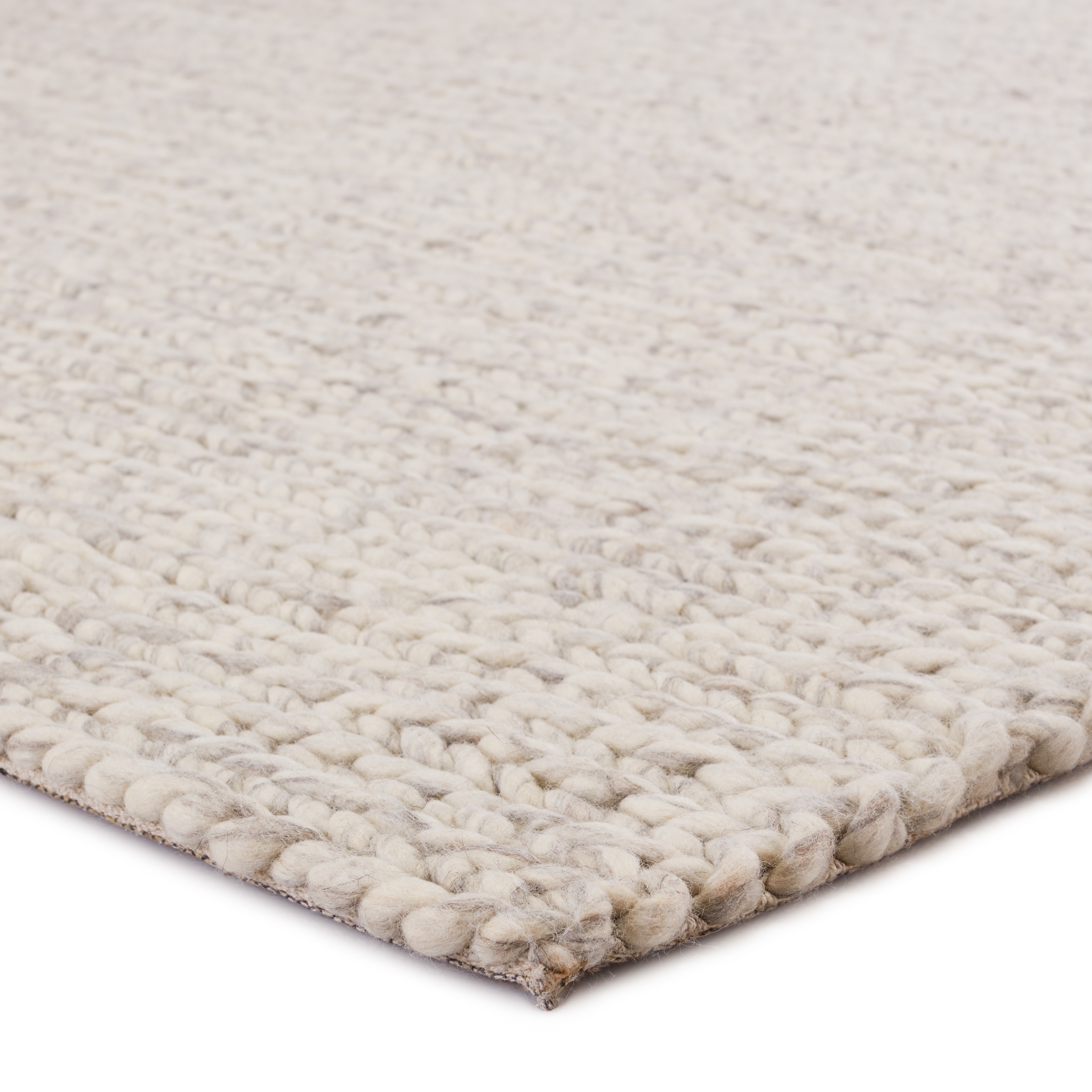 Braiden Handmade Solid Cream/ Light Gray Area Rug (5'X8') - Image 1