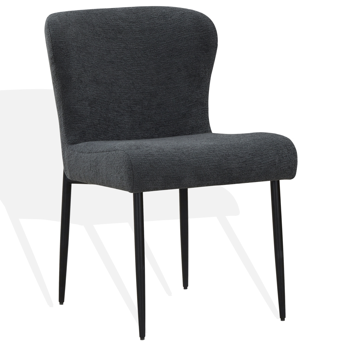 Katlynn Boucle Dining Chair - Dark Grey/Black - Image 3