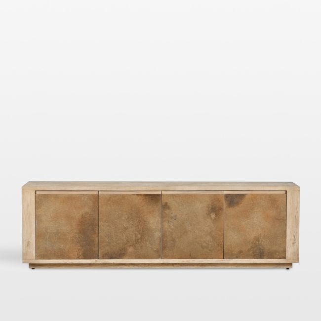 Redondo 92" Light Brown Wood and Metal Storage Media Console - Image 0