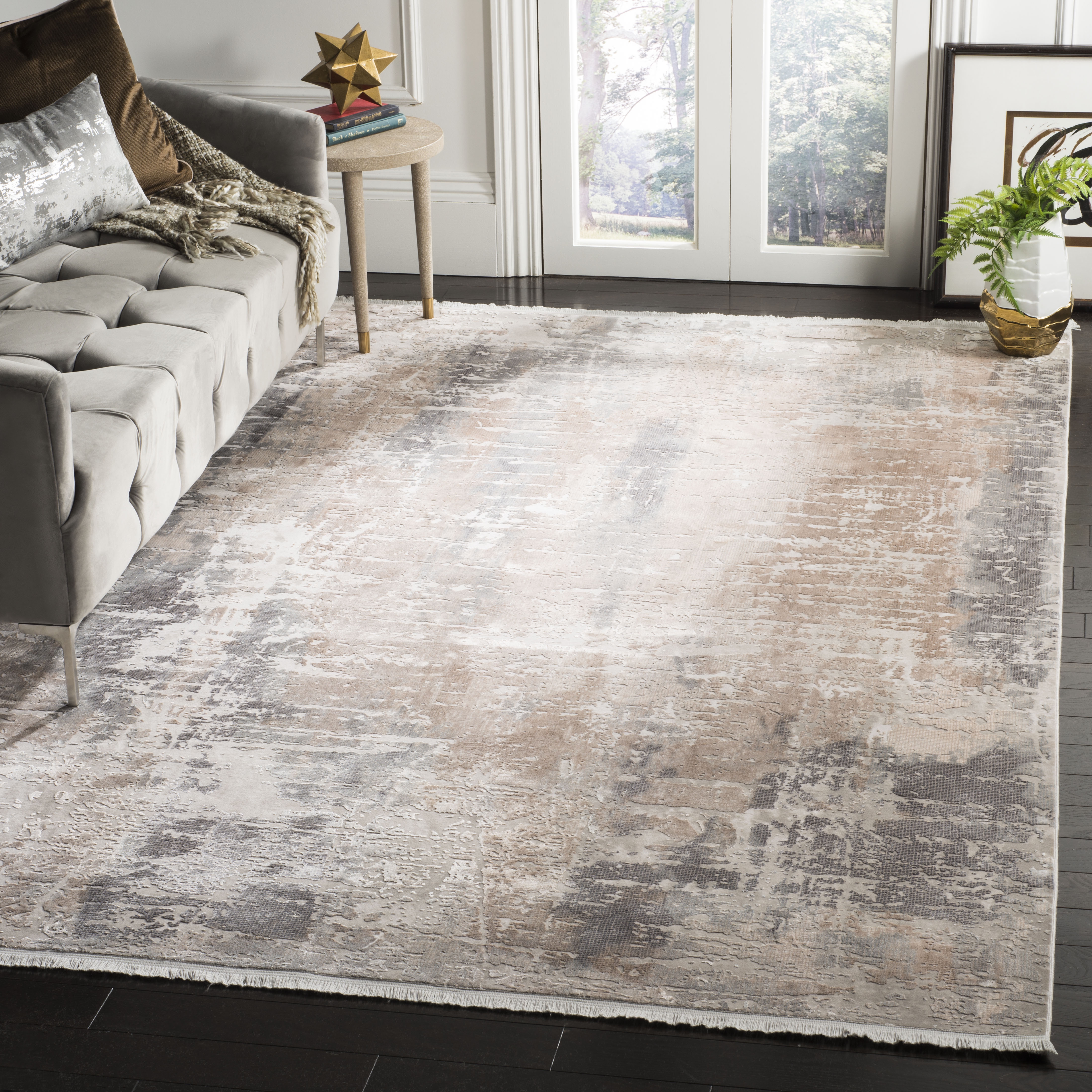 Arlo Home Woven Area Rug, ECL180B, Beige/Brown,  4' X 6' - Image 1