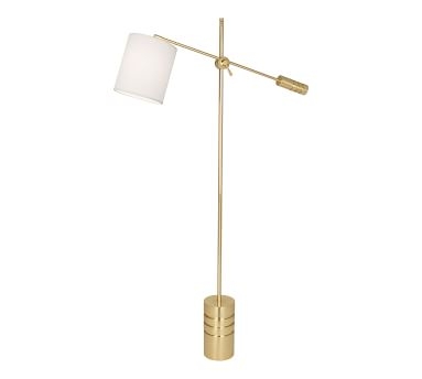 Burns Task Floor Lamp, Modern Brass with White Shade - Image 1