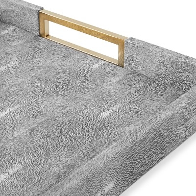 Faux Shagreen & Brass Ottoman Tray, Rectangle - Image 2