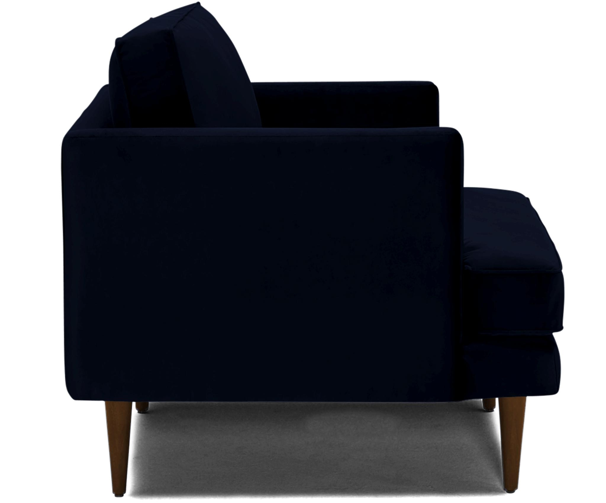 Blue Preston Mid Century Modern Chair - Sunbrella Premier Indigo - Mocha - Image 2