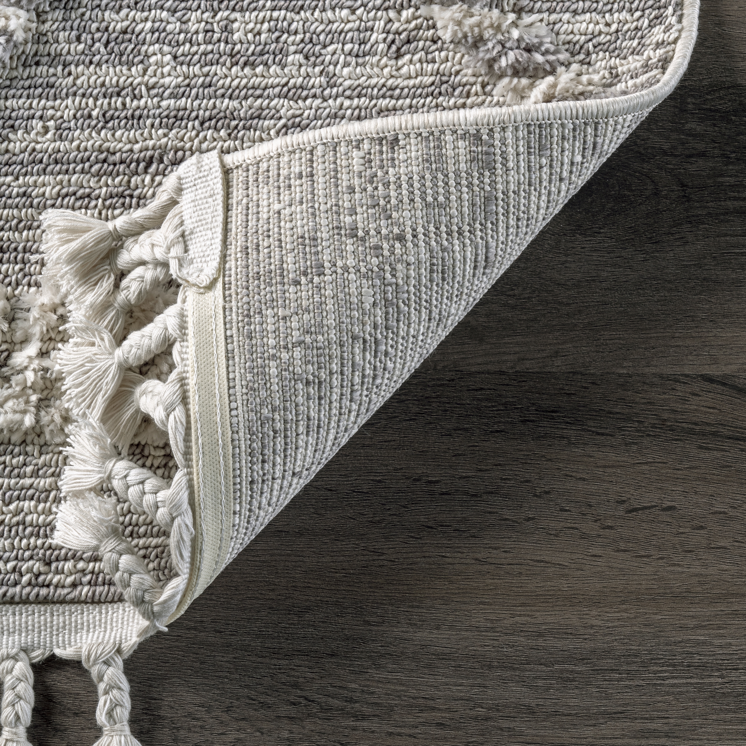 Skylar Textured Cable Trellis Tassel Area Rug - Image 1