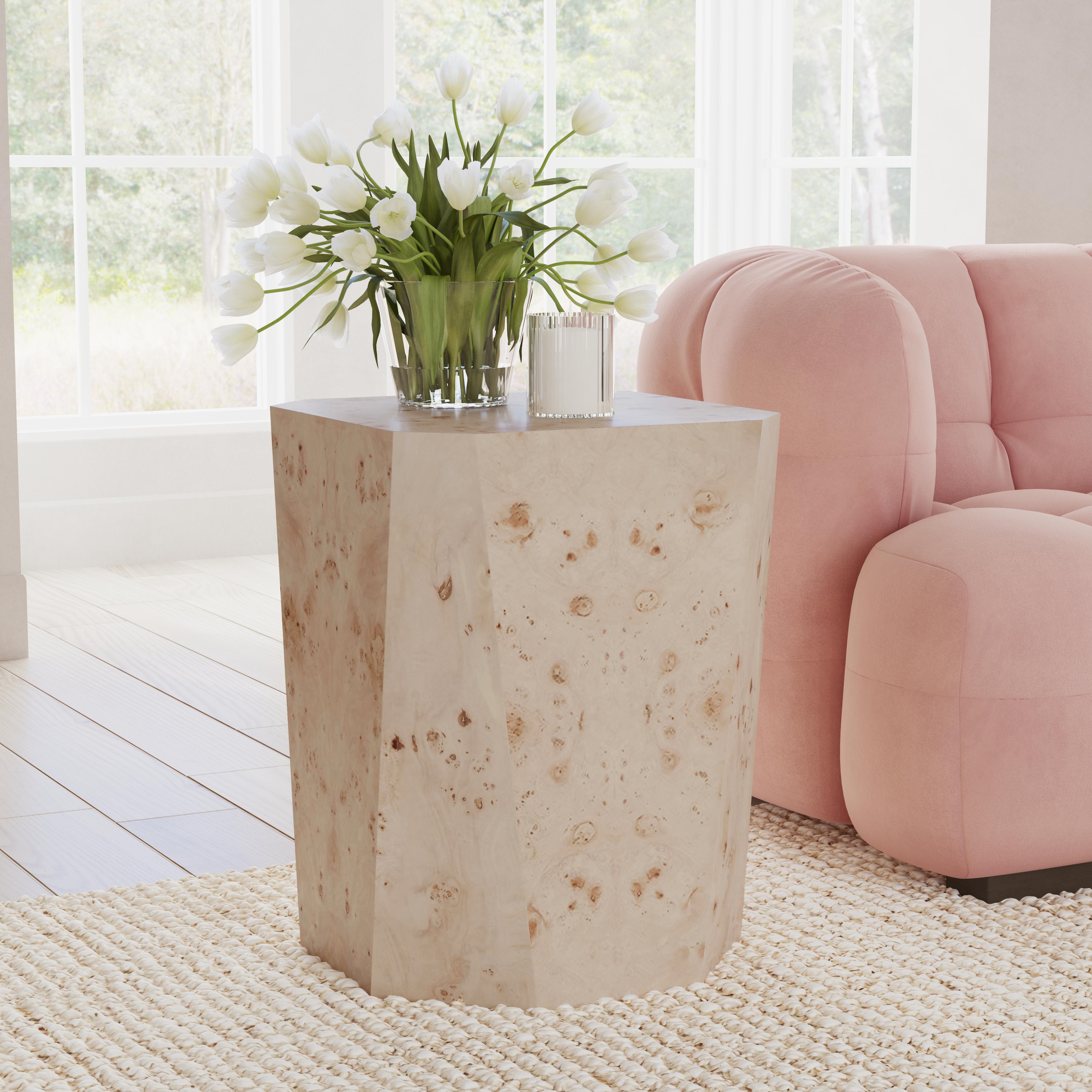 Avena Burl Wood 17" Square End Table Natural - Image 4