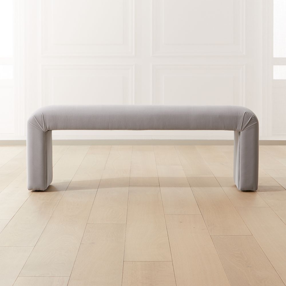 Parisi Grey Velvet Bench - Image 0