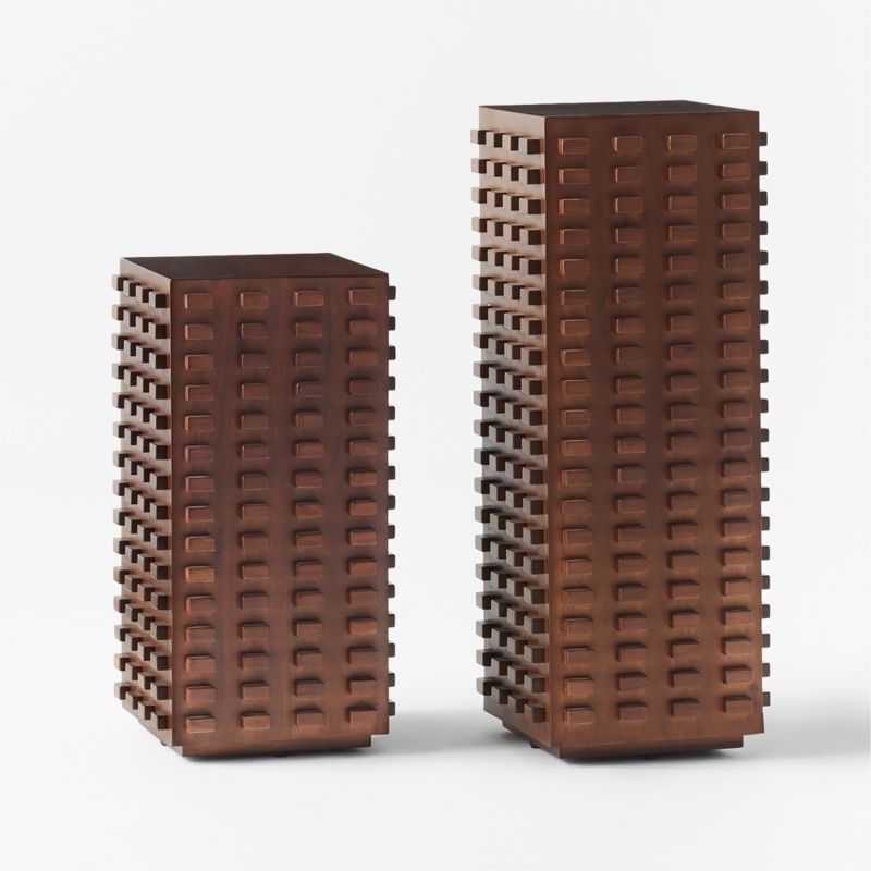 Toron 2-Piece Dark Brown Acacia Wood Pedestal Table Set - Image 2