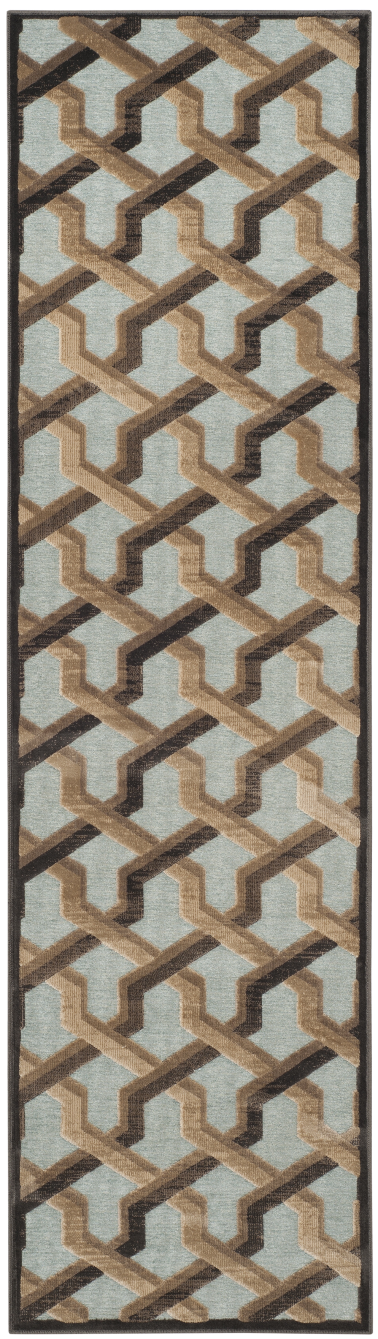 Arlo Home Woven Area Rug, PAR354-3370, Soft Anthracite/Aqua,  2' 2" X 8' - Image 0