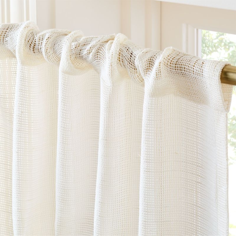 Lua Warm White Open Weave EUROPEAN FLAX™-Certified Linen and Viscose Window Curtain Panel 48"x84" - Image 3