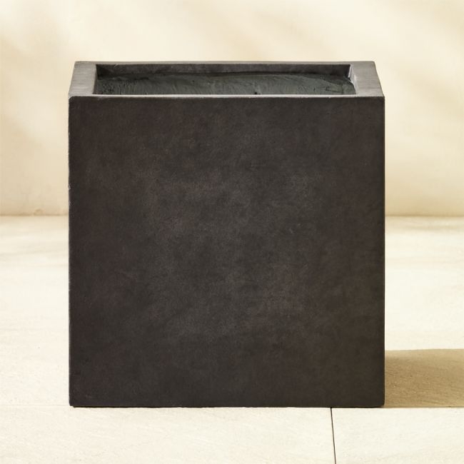 Ash Square Dark Grey Cement Indoor/Outdoor Planter Small - Image 0