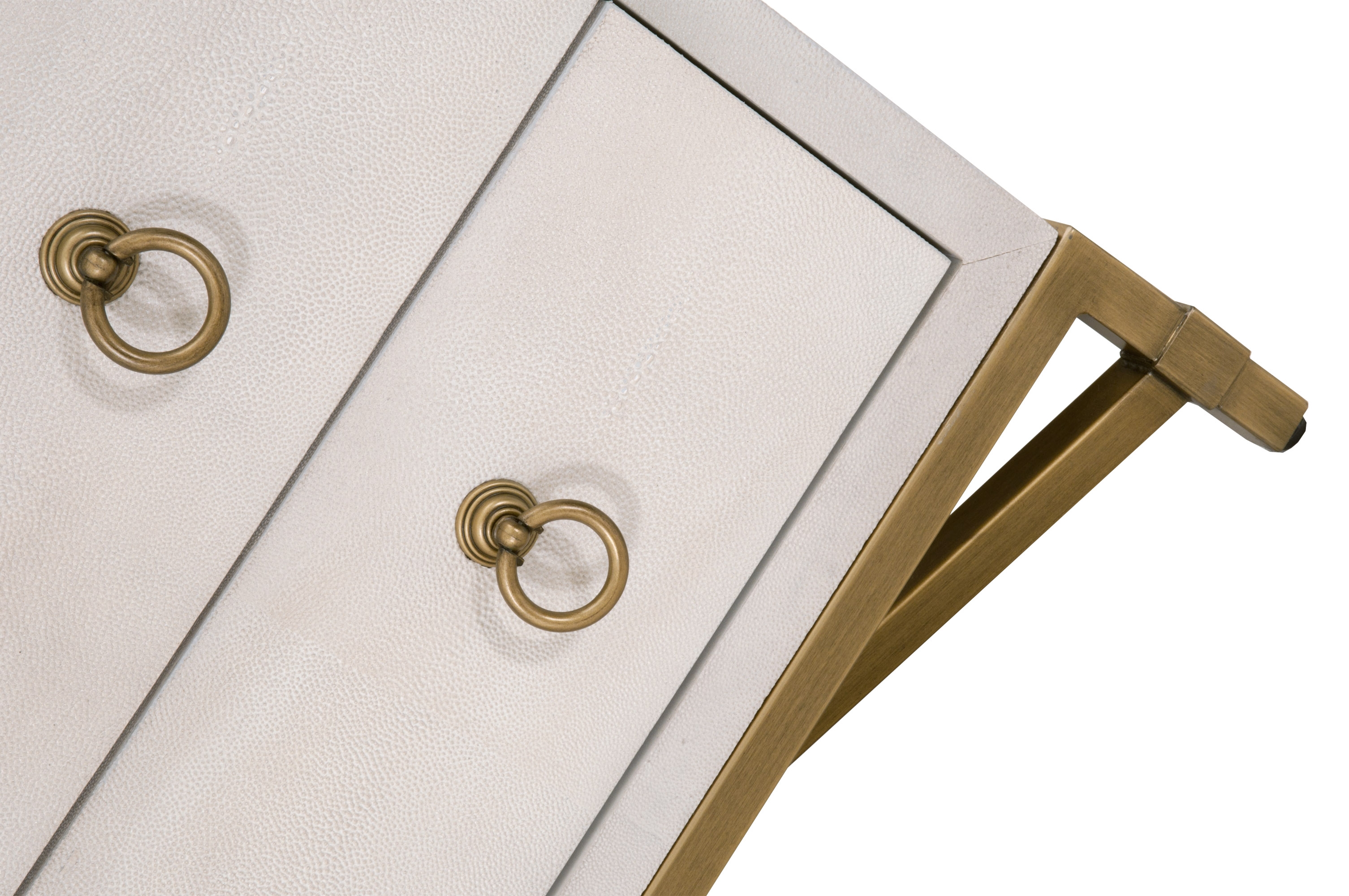 Colette Shagreen Nightstand, White & Gold - Image 3