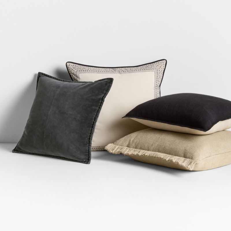 Casual Textured Fringe 23x23 Flax Taupe Throw Pillow Cover - Image 2