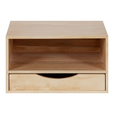 Adeana Poplar Solid Wood Floating Shelf with Drawer