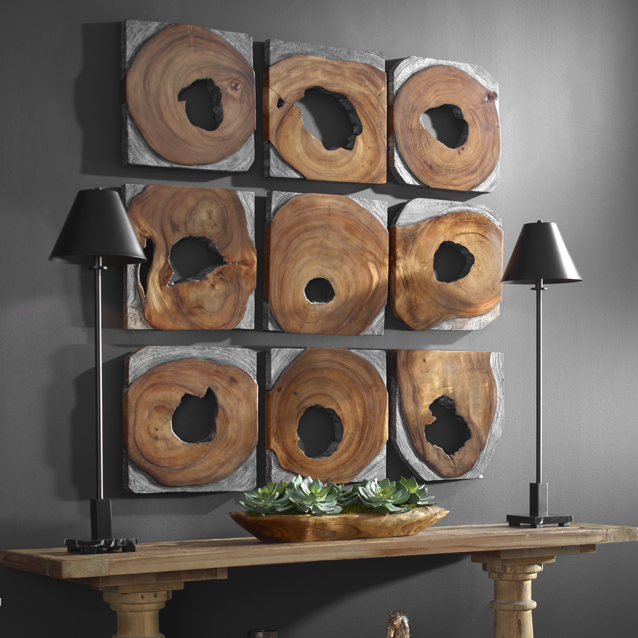 Jungle Wood Paneled Wall Art Set/9 - Image 0