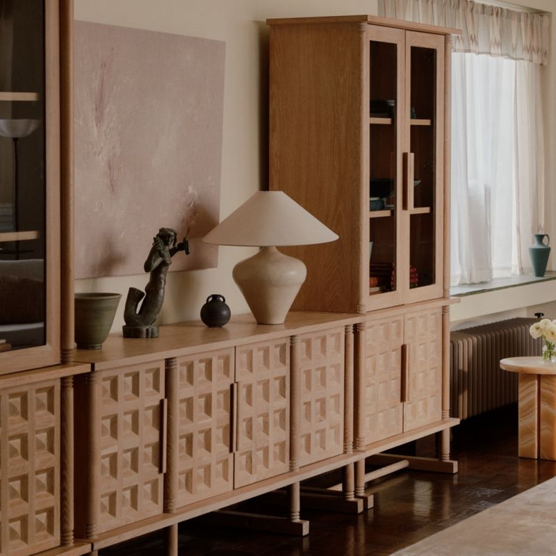Honore Natural Oak Wood Tall Storage Cabinet by Athena Calderone - Image 1
