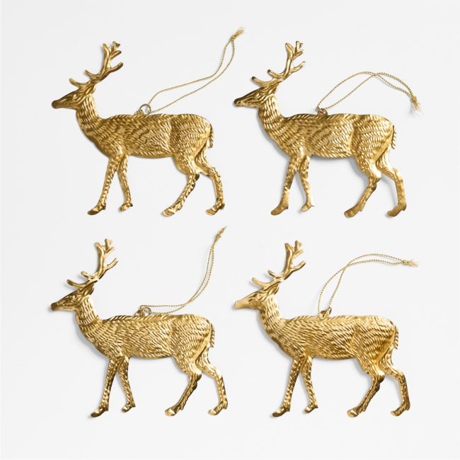 Pressed Metal Deer Christmas Tree Ornament, Set of 4 - Image 0