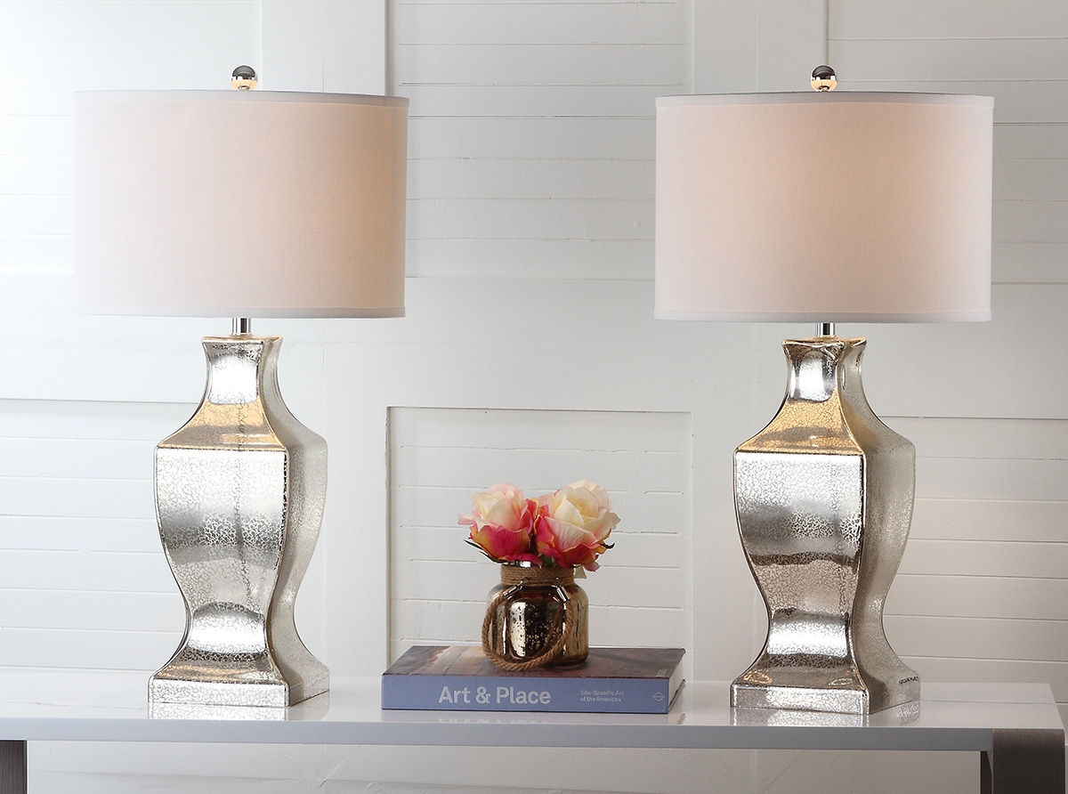 Glass 29-Inch H Bottom Table Lamp - Ivory/Silver - Safavieh - Image 7