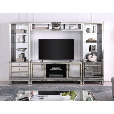 4 Pieces Mirrored Entertainment Center - Image 0
