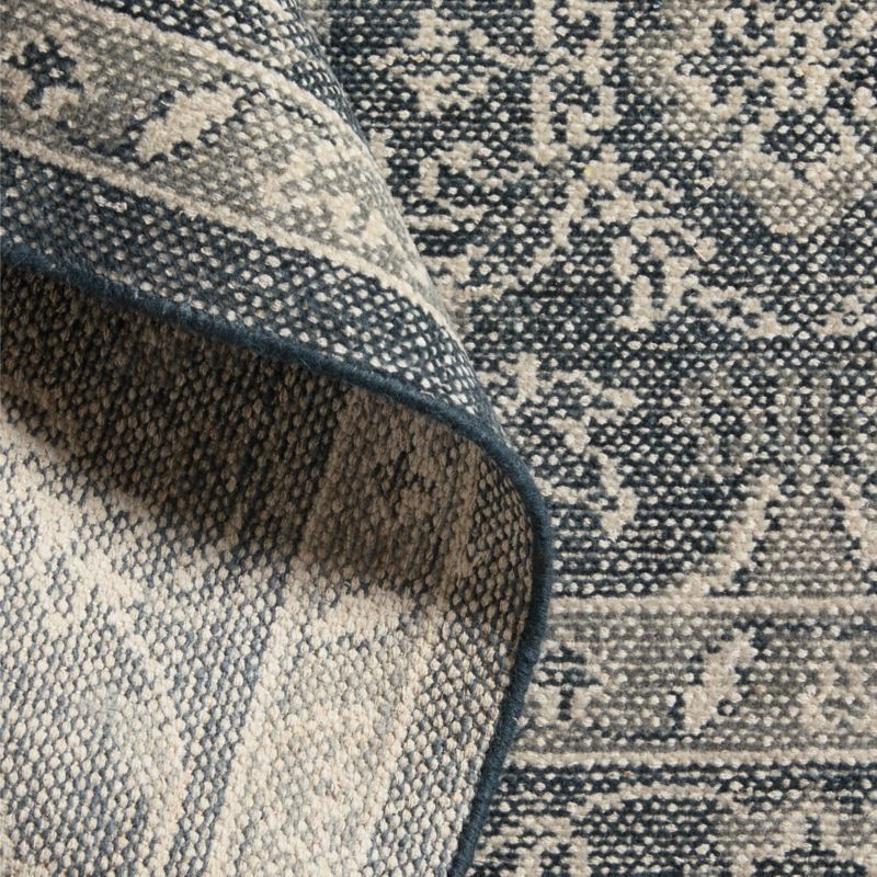 Amalfi Wool Traditional Hand-Knotted Navy Blue Area Rug 6'x9' - Image 3