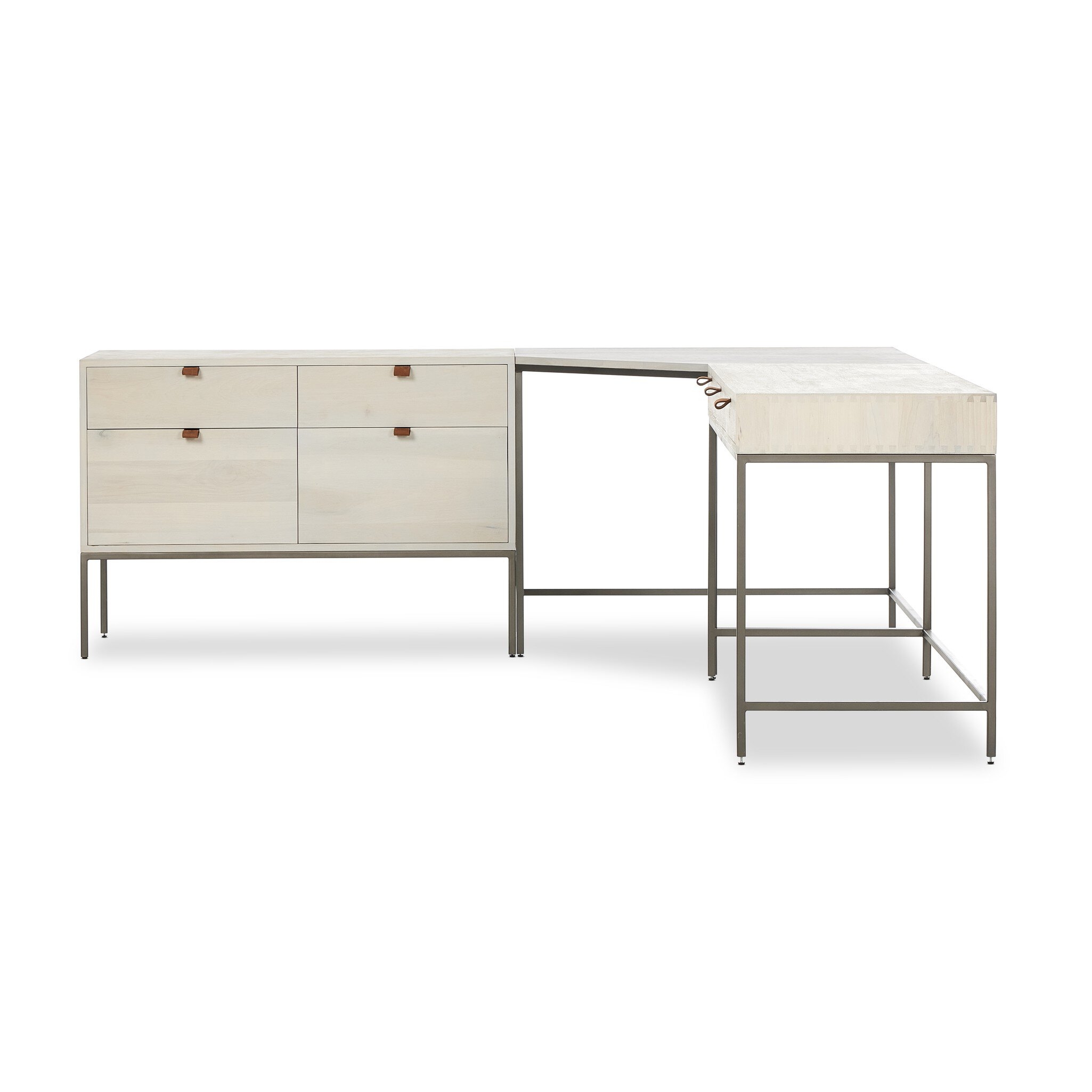 Trey Desk System With Wide Filing Cabinet - Dove Poplar - Image 2