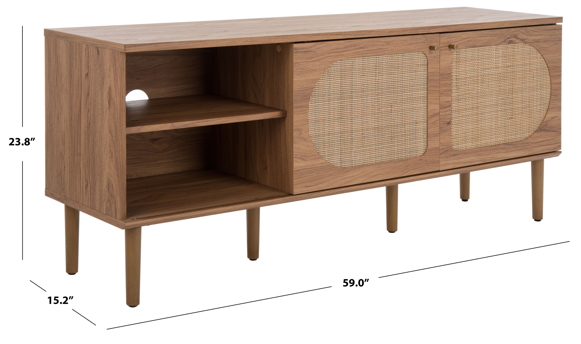 Claude 2 Door 2 Shelf Media Stand - Oak / Natural - Safavieh - Image 9