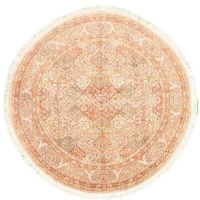 One-of-a-Kind Hand-Knotted New Age 8'3" x 8'3" Round Wool Area Rug in Ivory - Image 0