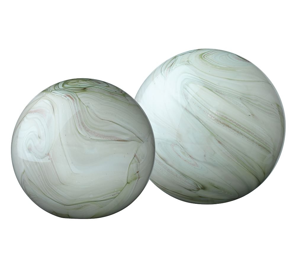 Lawrence Green Glass Spheres, Set of 2 - Image 0