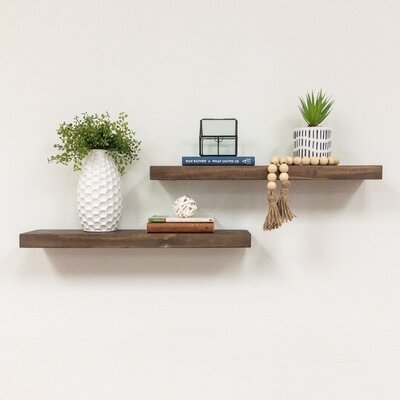 Grant 2 Piece Rectangle Pine Solid Wood Floating Shelf - Image 0