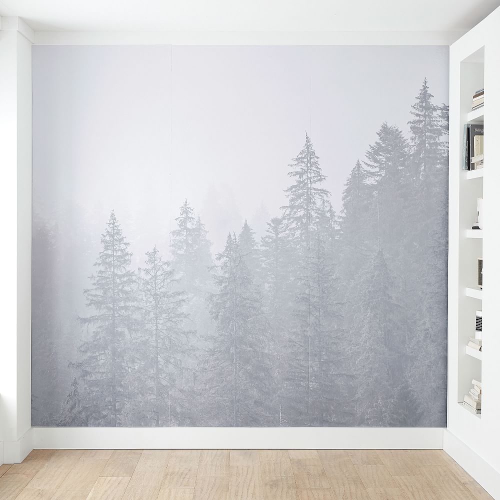 Forest Mural Wallpaper, Black/White - Image 0