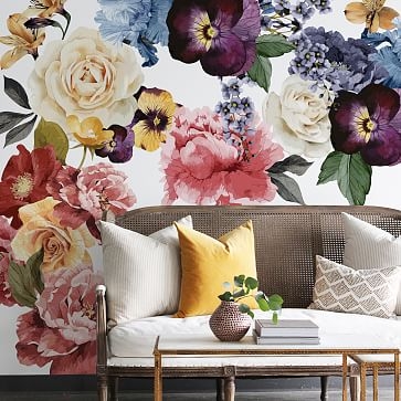 Vintage Floral Wall Covering, Set of 6 - Image 1