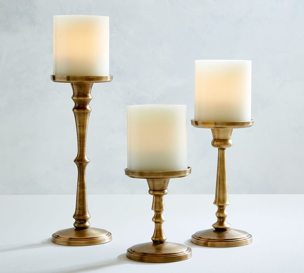 Booker Pillar Candleholder, Brass, Set of 3 - Image 0