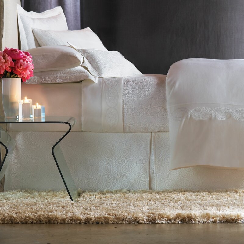 Peacock Alley Signature Vienna Panel 22" Bed Skirt Size: California King, Color: White - Image 0