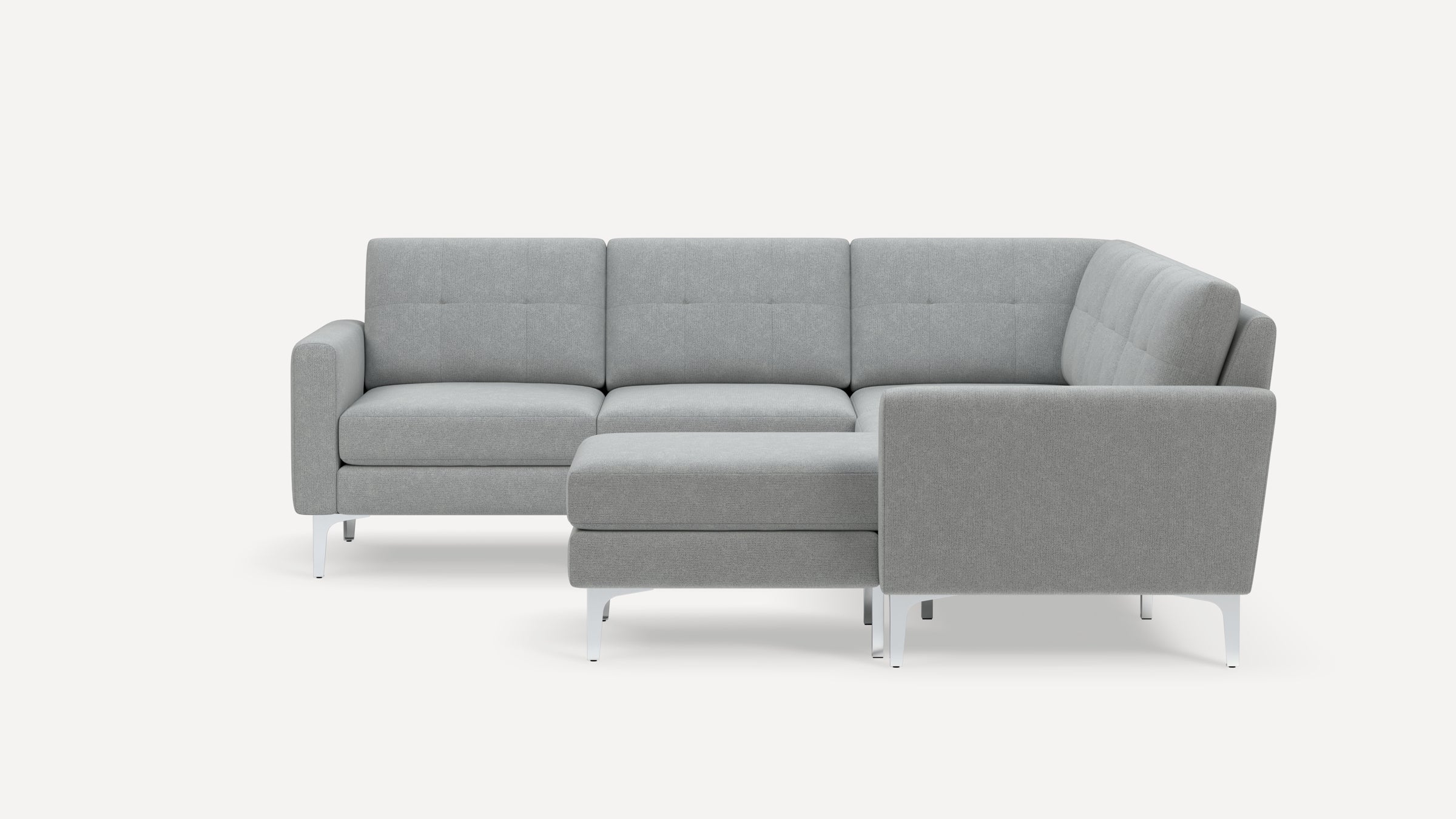 Nomad 5-Seat Corner Sectional with Chaise - Heather Charcoal - Performance Chenille / Walnut - Wood / Block - Image 5