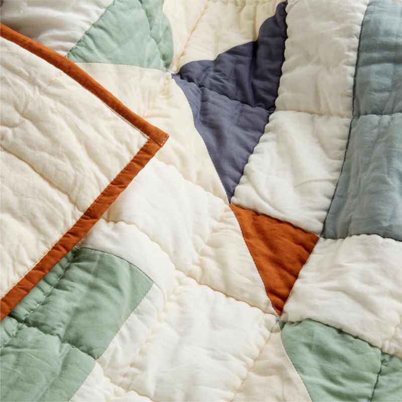 Heritage Blue Organic Cotton Baby Crib Quilt - Image 5