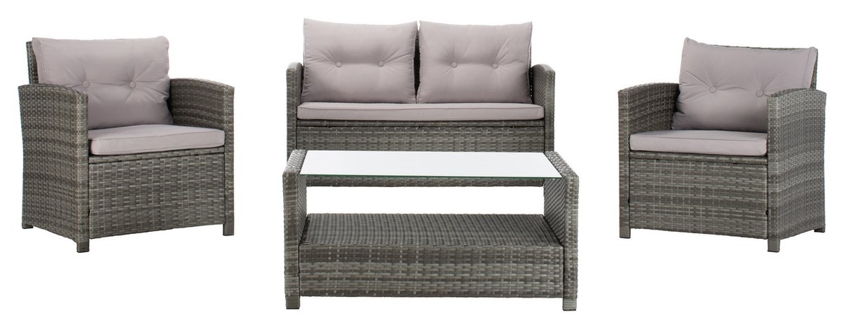 Vellor 4Pc Living Set - Grey / Grey - Safavieh - Image 0