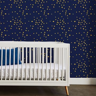 Star Wallpaper by Clare V, Gold on Navy - Image 0