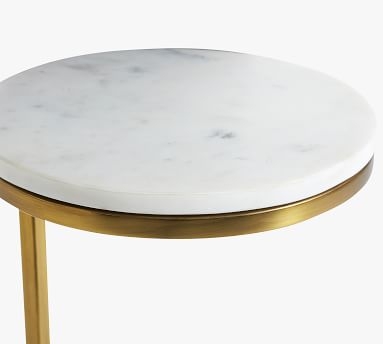 Delaney 10" Round Marble C-Table, Brass - Image 1
